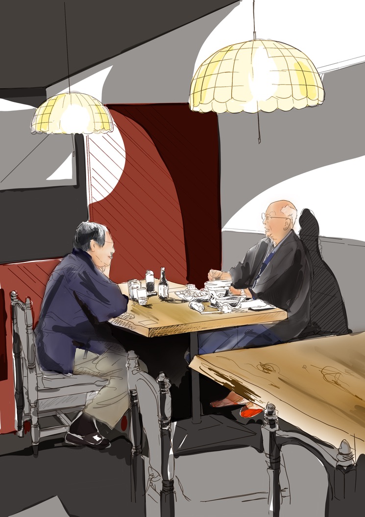 父と友人イラスト